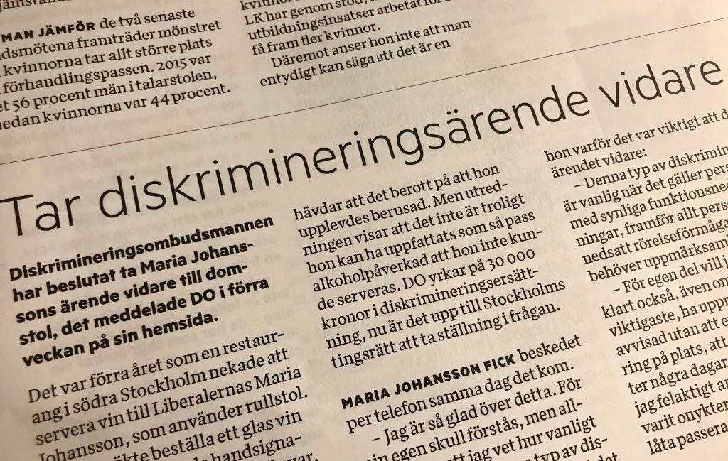 Bild på snedden av del av texten i tidningen NU.